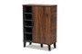 Idina Mid-Century Modern Two-Tone Walnut Brown and Grey Finished Wood 1-Door Shoe Cabinet SESC16104-Columbia-Shoe Cabinet By Baxton Studio
