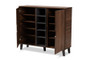 Idina Mid-Century Modern Two-Tone Walnut Brown and Grey Finished Wood 2-Door Shoe Cabinet SESC16105-Columbia-Shoe Cabinet By Baxton Studio