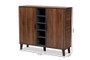 Idina Mid-Century Modern Two-Tone Walnut Brown and Grey Finished Wood 2-Door Shoe Cabinet SESC16105-Columbia-Shoe Cabinet By Baxton Studio