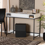 Cargan Modern and Contemporary White Finished Wood and Black Metal 1-Drawer Desk ST8002-White/Black-Desk By Baxton Studio
