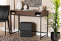 Cargan Modern and Contemporary Walnut Brown Finished Wood and Black Metal 1-Drawer Desk ST8002-Walnut/Black-Desk By Baxton Studio