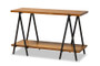 Britton Rustic Industrial Walnut Finished Wood and Black Finished Metal Console Table YLX-2781-Console By Baxton Studio