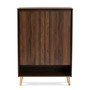 Landen Mid-Century Modern Walnut Brown and Gold Finished Wood 2-Door Entryway Shoe storage Cabinet LV10SC10151WI-Columbia/Gold-Shoe Cabinet By Baxton Studio