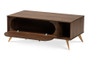 Edel Mid-Century Modern Walnut Brown and Gold Finished Wood Coffee Table LV12CFT12140WI-Columbia/Gold-CT By Baxton Studio