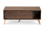 Edel Mid-Century Modern Walnut Brown and Gold Finished Wood Coffee Table LV12CFT12140WI-Columbia/Gold-CT By Baxton Studio