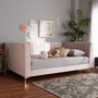 Oksana Modern Contemporary Glam and Luxe Light Pink Velvet Fabric Upholstered and Gold Finished Full Size Daybed CF0344-Light Pink Daybed-Full By Baxton Studio