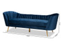 Kailyn Glam and Luxe Navy Blue Velvet Fabric Upholstered and Gold Finished Sofa TSF-6719-3-Navy Blue Velvet/Gold-SF By Baxton Studio