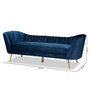 Kailyn Glam and Luxe Navy Blue Velvet Fabric Upholstered and Gold Finished Sofa TSF-6719-3-Navy Blue Velvet/Gold-SF By Baxton Studio