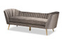 Kailyn Glam and Luxe Grey Velvet Fabric Upholstered and Gold Finished Sofa TSF-6719-3-Grey Velvet/Gold-SF By Baxton Studio