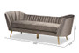 Kailyn Glam and Luxe Grey Velvet Fabric Upholstered and Gold Finished Sofa TSF-6719-3-Grey Velvet/Gold-SF By Baxton Studio