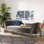 Kailyn Glam and Luxe Grey Velvet Fabric Upholstered and Gold Finished Sofa TSF-6719-3-Grey Velvet/Gold-SF By Baxton Studio