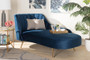 Kailyn Glam and Luxe Navy Blue Velvet Fabric Upholstered and Gold Finished Chaise TSF-6720-Navy Blue Velvet/Gold-Chaise By Baxton Studio