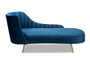 Kailyn Glam and Luxe Navy Blue Velvet Fabric Upholstered and Gold Finished Chaise TSF-6720-Navy Blue Velvet/Gold-Chaise By Baxton Studio