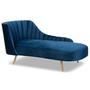 Kailyn Glam and Luxe Navy Blue Velvet Fabric Upholstered and Gold Finished Chaise TSF-6720-Navy Blue Velvet/Gold-Chaise By Baxton Studio