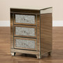 Ralston Contemporary Glam and Luxe Mirrored 3-Drawer Nightstand RXF-2439-NS By Baxton Studio