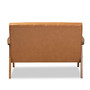 Nikko Mid-century Modern Tan Faux Leather Upholstered and Walnut Brown finished Wood Loveseat BBT8011A2-Tan Loveseat By Baxton Studio