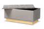 Powell Glam and Luxe Grey Velvet Fabric Upholstered and Gold PU Leather Storage Ottoman WS-2019-Grey Velvet/Gold-Otto By Baxton Studio