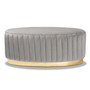 Kirana Glam and Luxe Grey Velvet Fabric Upholstered and Gold PU Leather Ottoman WS-20352-Grey Velvet/Gold-Otto By Baxton Studio