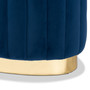 Kirana Glam and Luxe Navy Blue Velvet Fabric Upholstered and Gold PU Leather Ottoman WS-20352-Navy Blue Velvet/Gold-Otto By Baxton Studio