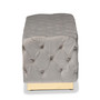 Corrine Glam and Luxe Grey Velvet Fabric Upholstered and Gold PU Leather Ottoman WS-4228-Grey Velvet/Gold-Otto By Baxton Studio