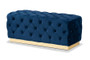 Corrine Glam and Luxe Navy Blue Velvet Fabric Upholstered and Gold PU Leather Ottoman WS-4228-Navy Blue Velvet/Gold-Otto By Baxton Studio