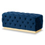 Corrine Glam and Luxe Navy Blue Velvet Fabric Upholstered and Gold PU Leather Ottoman WS-4228-Navy Blue Velvet/Gold-Otto By Baxton Studio