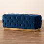 Corrine Glam and Luxe Navy Blue Velvet Fabric Upholstered and Gold PU Leather Ottoman WS-4228-Navy Blue Velvet/Gold-Otto By Baxton Studio