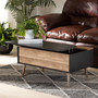 Jensen Modern and Contemporary Two-Tone Black and Rustic Brown Finished Wood Lift Top Coffee Table with Storage Compartment SR1801577-Black/Oak-CT By Baxton Studio