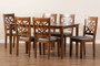 Nicolette Modern and Contemporary Grey Fabric Upholstered and Walnut Brown Finished Wood 7-Piece Dining Set RH340C-Grey/Walnut-7PC Dining Set By Baxton Studio