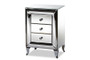 Pauline Contemporary Glam and Luxe Mirrored 3-Drawer Nightstand RXF-2441-NS By Baxton Studio