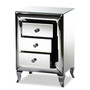 Pauline Contemporary Glam and Luxe Mirrored 3-Drawer Nightstand RXF-2441-NS By Baxton Studio