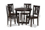 Elodia Modern and Contemporary Transitional Dark Brown Finished Wood 5-Piece Dining Set Elodia-Dark Brown-5PC Dining Set By Baxton Studio