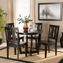 Elodia Modern and Contemporary Transitional Dark Brown Finished Wood 5-Piece Dining Set Elodia-Dark Brown-5PC Dining Set By Baxton Studio