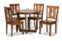 Elodia Modern and Contemporary Transitional Walnut Brown Finished Wood 5-Piece Dining Set Elodia-Walnut-5PC Dining Set By Baxton Studio