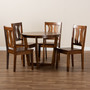 Elodia Modern and Contemporary Transitional Walnut Brown Finished Wood 5-Piece Dining Set Elodia-Walnut-5PC Dining Set By Baxton Studio