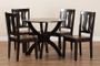 Karla Modern and Contemporary Transitional Two-Tone Dark Brown and Walnut Brown Finished Wood 5-Piece Dining Set Karla-Dark Brown/Walnut-5PC Dining Set By Baxton Studio