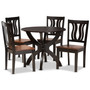 Karla Modern and Contemporary Transitional Two-Tone Dark Brown and Walnut Brown Finished Wood 5-Piece Dining Set Karla-Dark Brown/Walnut-5PC Dining Set By Baxton Studio
