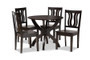 Karla Modern and Contemporary Transitional Dark Brown Finished Wood 5-Piece Dining Set Karla-Dark Brown-5PC Dining Set By Baxton Studio