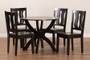Karla Modern and Contemporary Transitional Dark Brown Finished Wood 5-Piece Dining Set Karla-Dark Brown-5PC Dining Set By Baxton Studio