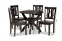 Karla Modern and Contemporary Transitional Dark Brown Finished Wood 5-Piece Dining Set Karla-Dark Brown-5PC Dining Set By Baxton Studio