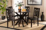 Liese Modern and Contemporary Transitional Dark Brown Finished Wood 5-Piece Dining Set Liese-Dark Brown-5PC Dining Set By Baxton Studio