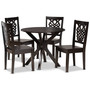 Liese Modern and Contemporary Transitional Dark Brown Finished Wood 5-Piece Dining Set Liese-Dark Brown-5PC Dining Set By Baxton Studio