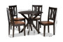 Mare Modern and Contemporary Transitional Two-Tone Dark Brown and Walnut Brown Finished Wood 5-Piece Dining Set Mare-Dark Brown/Walnut-5PC Dining Set By Baxton Studio