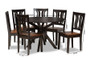 Mare Modern and Contemporary Transitional Two-Tone Dark Brown and Walnut Brown Finished Wood 7-Piece Dining Set Mare-Dark Brown/Walnut-7PC Dining Set By Baxton Studio