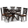 Mare Modern and Contemporary Transitional Two-Tone Dark Brown and Walnut Brown Finished Wood 7-Piece Dining Set Mare-Dark Brown/Walnut-7PC Dining Set By Baxton Studio