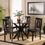 Mare Modern and Contemporary Transitional Dark Brown Finished Wood 5-Piece Dining Set Mare-Dark Brown-5PC Dining Set By Baxton Studio