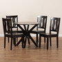 Mare Modern and Contemporary Transitional Dark Brown Finished Wood 5-Piece Dining Set Mare-Dark Brown-5PC Dining Set By Baxton Studio
