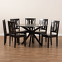 Mare Modern and Contemporary Transitional Dark Brown Finished Wood 7-Piece Dining Set Mare-Dark Brown-7PC Dining Set By Baxton Studio