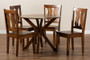 Mare Modern and Contemporary Transitional Walnut Brown Finished Wood 5-Piece Dining Set Mare-Walnut-5PC Dining Set By Baxton Studio