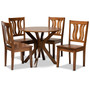 Mare Modern and Contemporary Transitional Walnut Brown Finished Wood 5-Piece Dining Set Mare-Walnut-5PC Dining Set By Baxton Studio